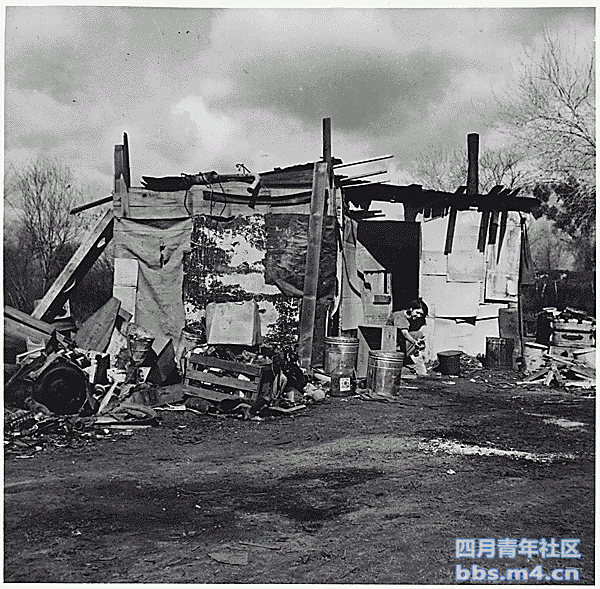 加利福尼亚州贝克斯菲尔德附近的贫民窟。（1935年左右）