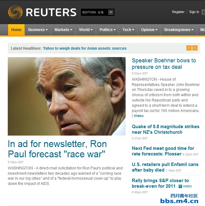 In ad for newsletter Ron Paul forecast race war.jpg