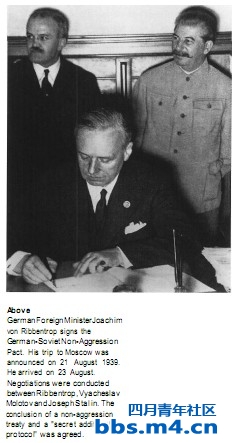 1. 德国外交部长约阿希姆-冯里宾特洛甫签署德苏互不侵犯条约。他于1939年8月21日抵达莫斯科，并与莫洛托夫  ...
