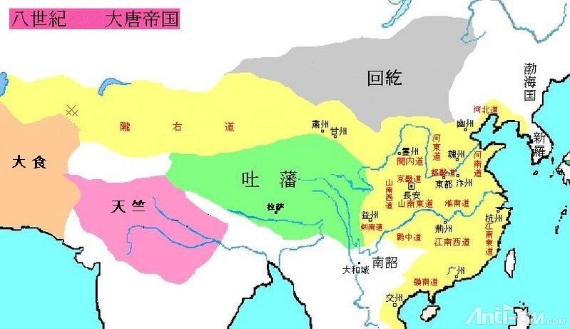 八世纪大唐及西域地图