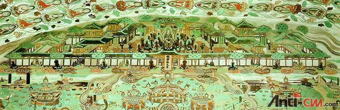 敦煌壁画中的唐代佛寺院落 盛唐第148窟南壁弥勒经变.jpg